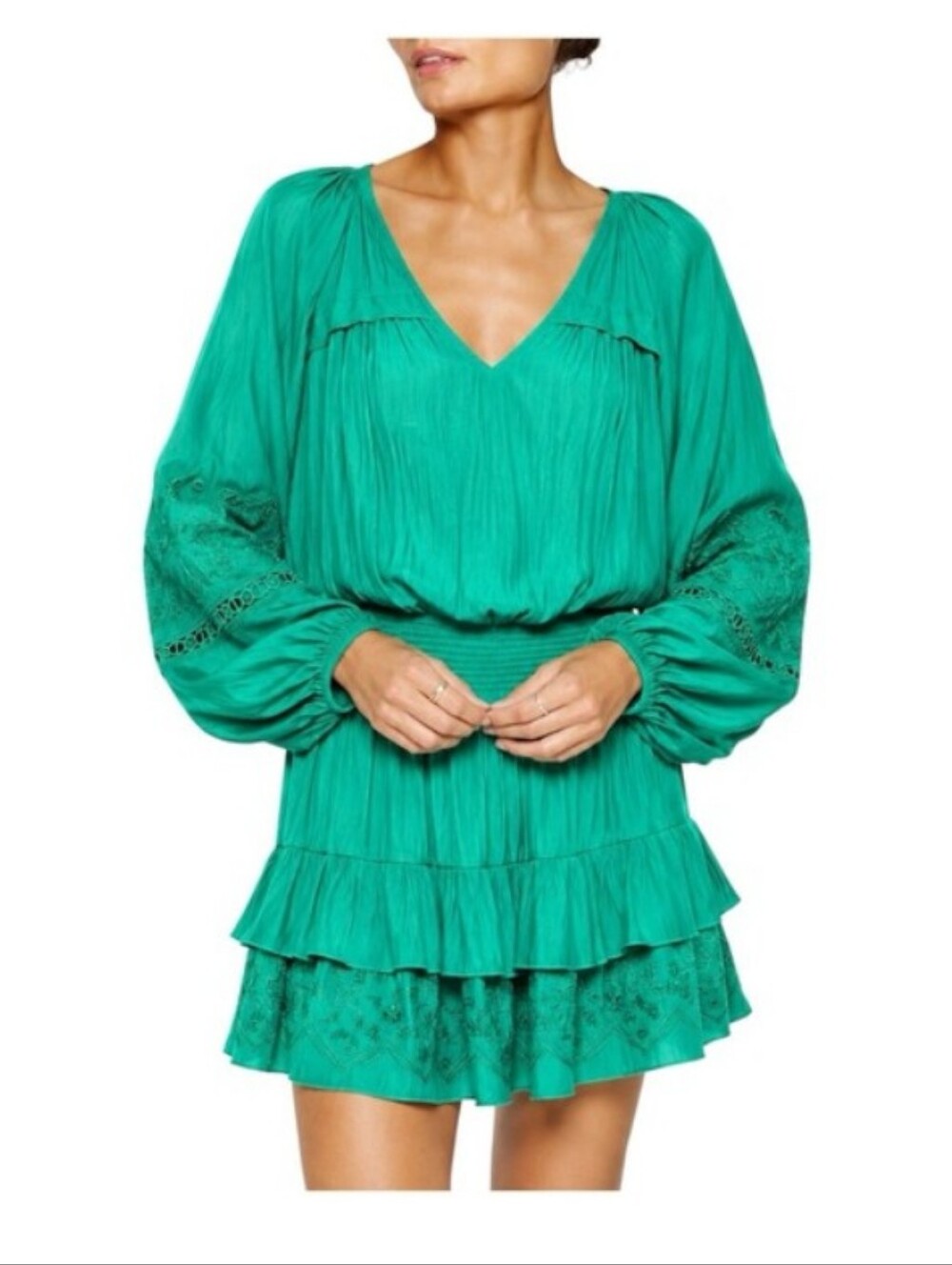 Ramy Brook MD Green Sabina Embroidered Mini Dress Size XS NWT MSRP $485